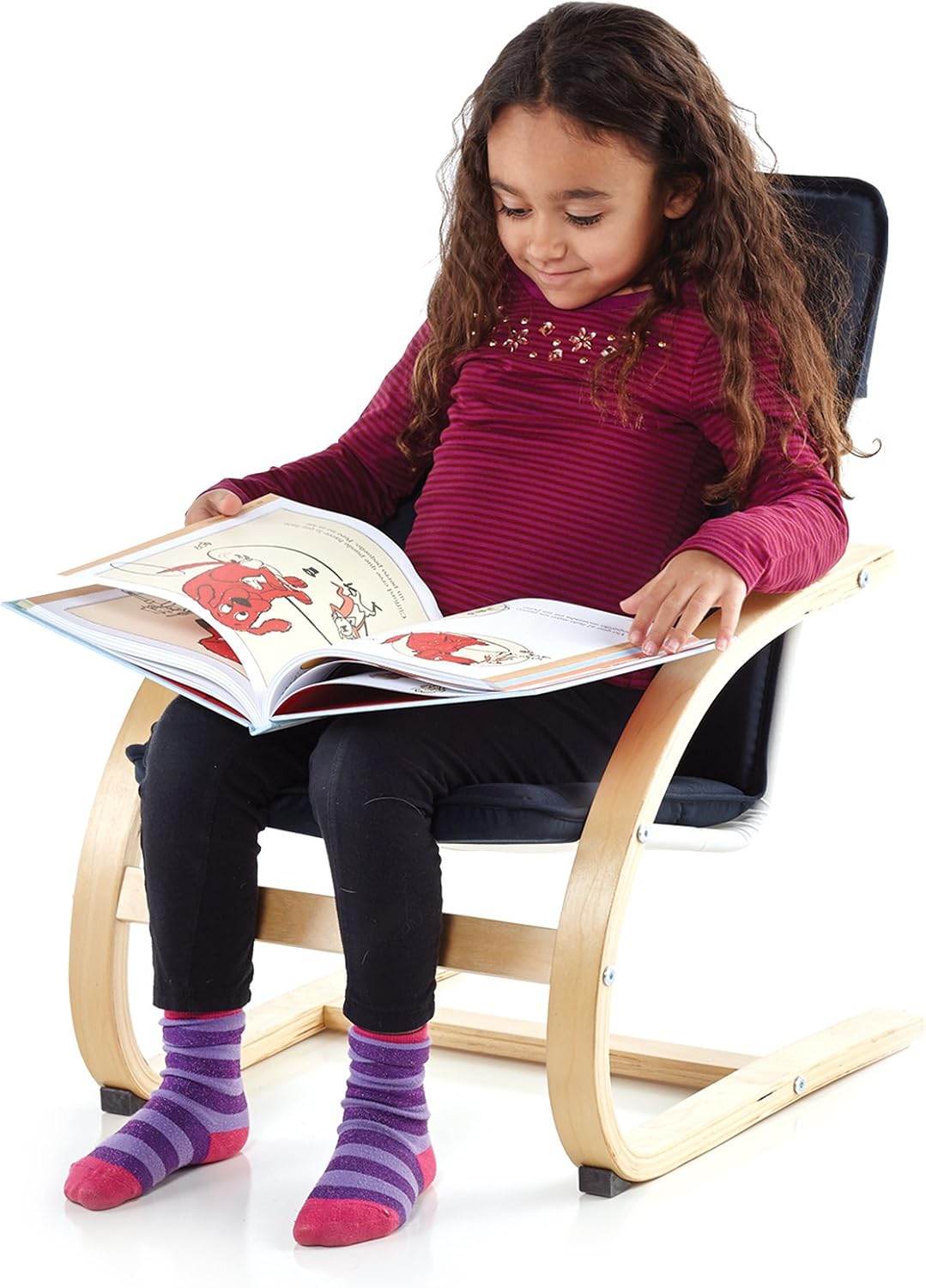 Guidecraft Kiddie Rocker - Blue, Comfortable Cushioned Children's Rocker with Wooden Frame, Classroom Seating for up to 120 Pounds