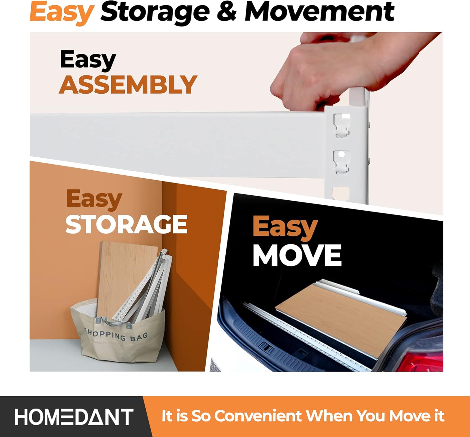HOMEDANT 5 Tier Storage Shelves Adjustable Laminated Boltless Garage Metal Shelving Unit Heavy Duty Utility Rack Shelf Warehouse Pantry Closet Kitchen (2, (M) 35.9" W, White)