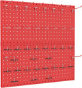 TORACK Metal Pegboard Wall Organizer 24" x 24" or 12" x 48", 70 PCS Tool Storage Pegboard for Garage Tool Organizer Board with Pegboard Hooks for Workbench(Red)