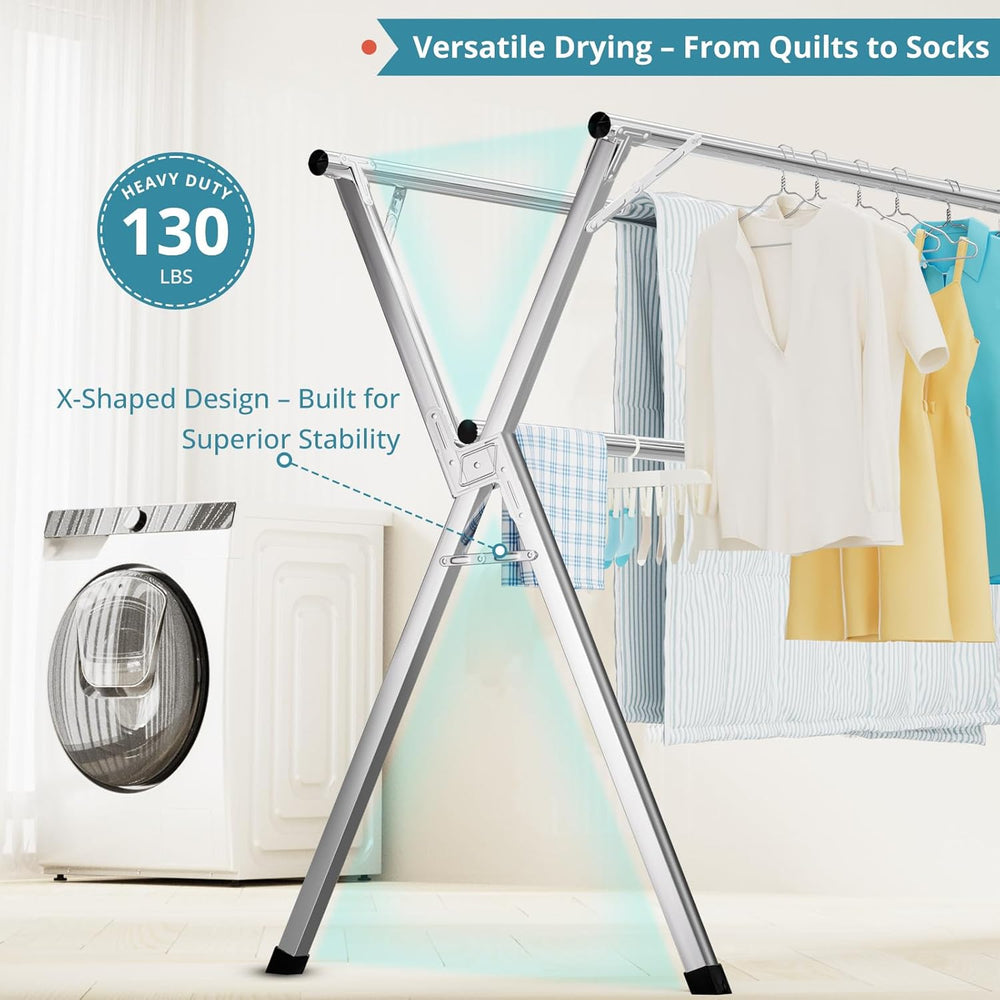 JAUREE 79 Inches Clothes Drying Rack, Drying Rack Clothing Folding Indoor Out...
