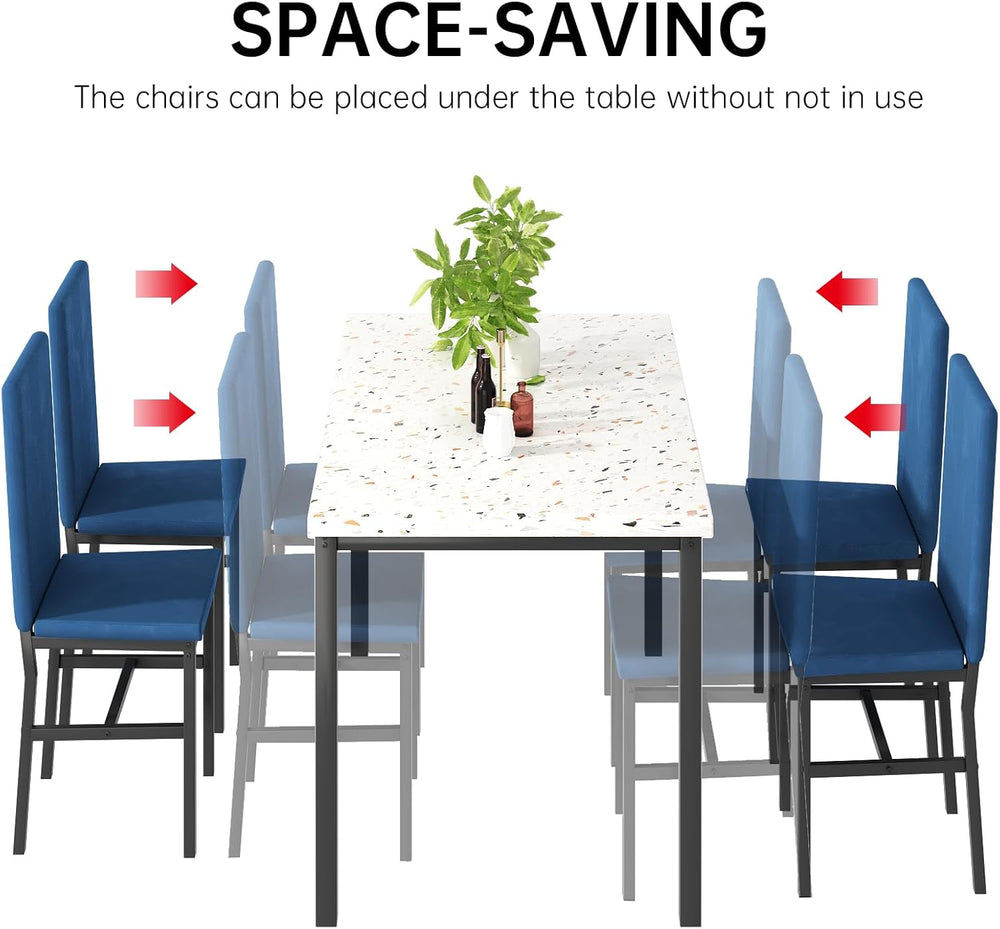 AWQM Dining Table Set for 4, Modern Faux Marble Dining Table Set with 4 Uphol...