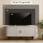 ONBRILL 55" TV Stand with Power Outlet for TVs up to 60 Inch, Entertainment Center with Storage and Adjustable Shelves, Modern Media Console with Sliding Doors for Living Room, Natural White
