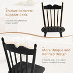 LUE BONA Black Dining Chairs Set of 2, Windsor Wooden Dining Chair with Thickened Backrest, Morden and Mid Century Kitchen Chairs for Dining Room Farmhouse, Weight Capacity 350 lbs