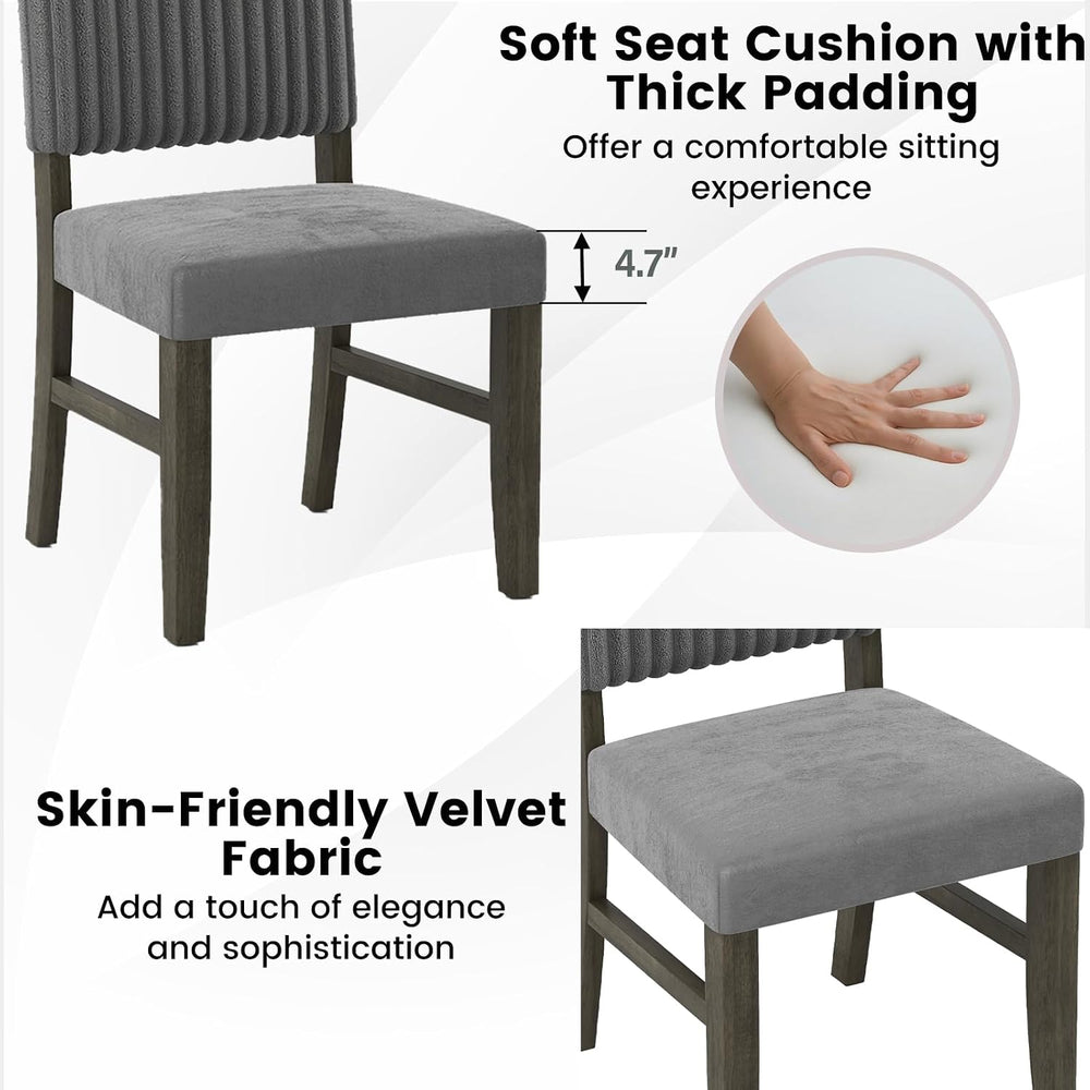 Giantex Dining Chairs Set of 2, Mid-Century Velvet Fabric Upholstered Chairs ...