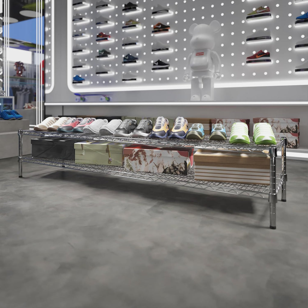 18" Deep x 72" Wide x 14" Height Wire Shelving Kit | 2-Tier | NSF Commercial Storage Rack Unit