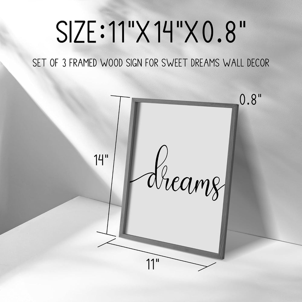Ronasip Sweet Dreams Wall Decor for Bedroom Set of 3 Framed Wall Art for Farm...