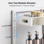 Pull-out Under Kitchen Sink Organizer, Metal Functional Under Sink Organizer, Height Adjustable Under Bathroom Sink Organizer, Under Sink Storage for Kitchen Bathroom Cabinet (White)