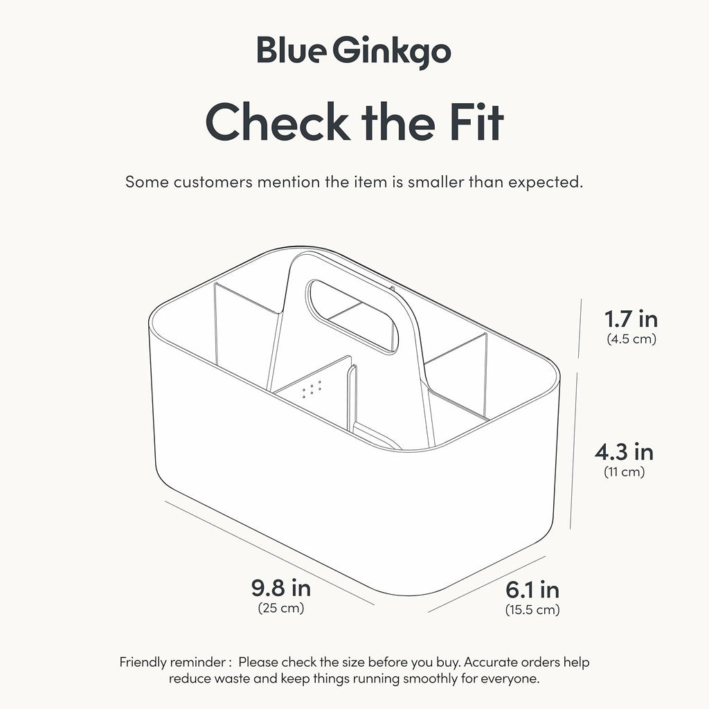 BLUE GINKGO Stackable Organizer Caddy – Korean-Made Portable Tote for Bathroom, Office, Crafts, or School Supplies (Rectangle, White)