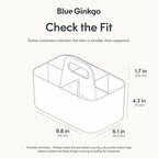 BLUE GINKGO Stackable Organizer Caddy – Korean-Made Portable Tote for Bathroom, Office, Crafts, or School Supplies (Rectangle, White)