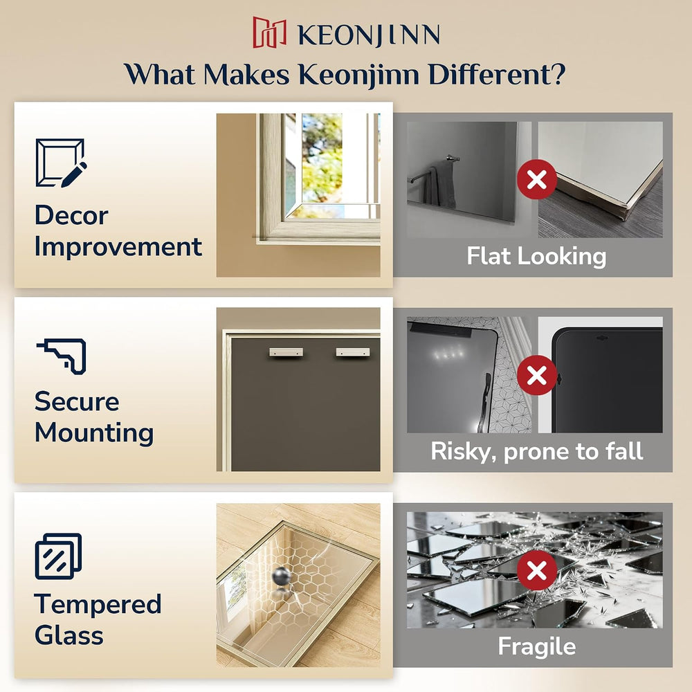 Keonjinn Brushed Nickel Bathroom Mirrors for Over Sink 20" x 30", R...