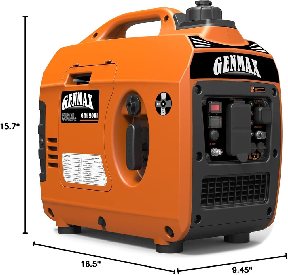 GENMAX Portable Generator，1200W Ultra-Quiet Gas Engine, EPA Compliant, Eco-Mo...