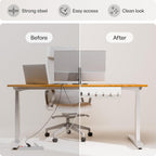PAMO Cable Management Under Desk for Easy mounting Under-Table I Set of 3 - with 10X Cable Ties I Desk Organizer for Office/Home Office Table Thoughtful Cable Tray Holder