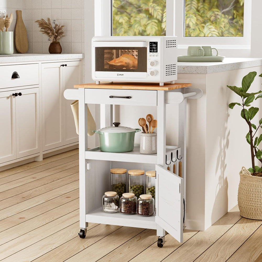 VINGLI Rolling Kitchen Island Cart with Storage Cabinet & Microwave Stand...
