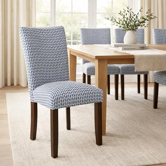 HomePop Classic Parsons Dining Chair - Blue Geometric (Set of 2)