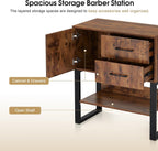 BarberPub Styling Barber Station, Wall Mount Storage Cabinet, Salon Equipment for Hair Stylist, Spa Beauty Makeup Organizer, Bathroom Dresser with Drawers & Shelf 3185 (Brown & Black)