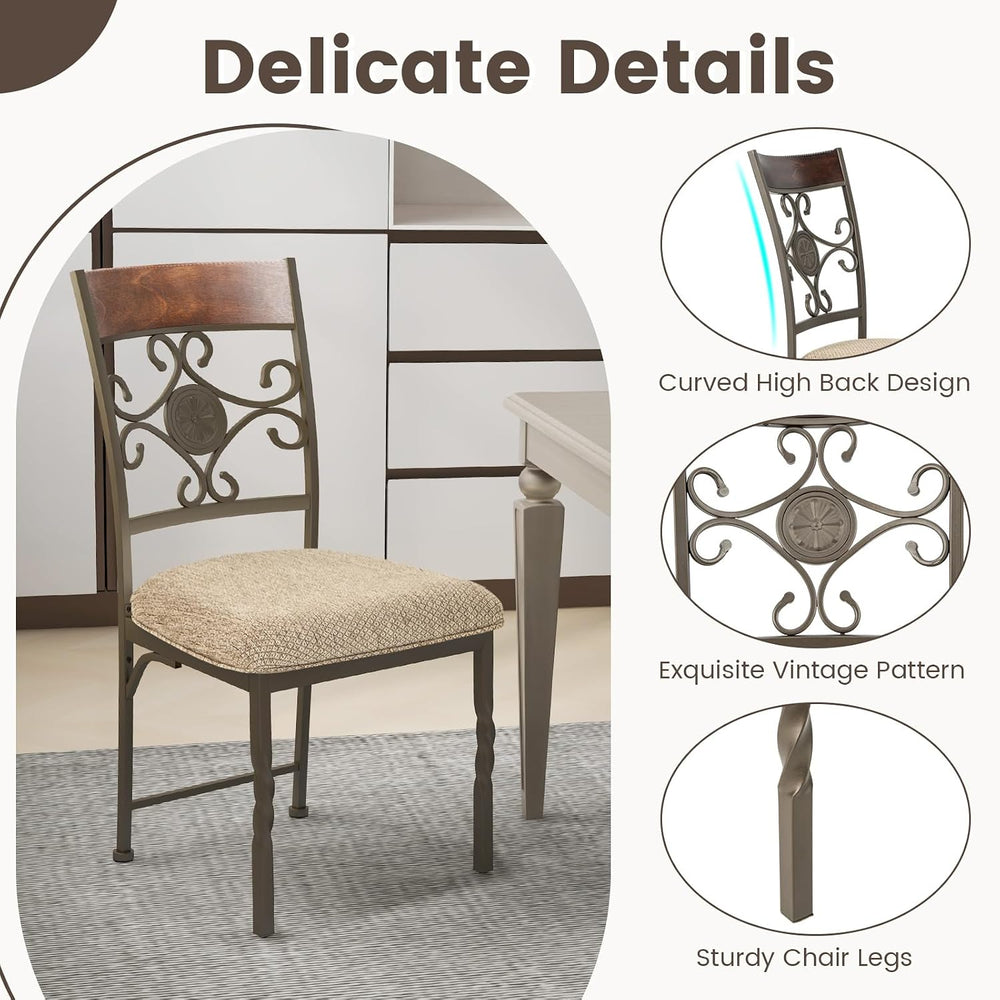 GOFLAME Dining Chairs Set of 2, Upholstered Kitchen Chairs with Padded Seat &...