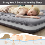 Japanese Floor Mattress, 4" Japanese Futon Mattress, Foldable & Portable Shiki Futon (shikibuton), Roll Up Thicken Sleeping Tatami Mat Sleeping Pad for Camping (Grey, 54 x 80)