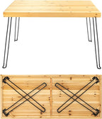 Sleekform Wooden Folding Desk - Small Folding Table Portable with Collapsible Hairpin Legs - Wood Foldable Desks for Small Spaces - Space Saving Portable Computer Desk - Birch