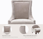 Dining Chairs Set of 6, Kitchen & Dining Room Chair, Fabric Upholstered Dinning Chairs, Wooden Dinning Chairs, Sillas De Comedor, Nailhead Trim, Wood Legs (Beige, 6 Pcs)