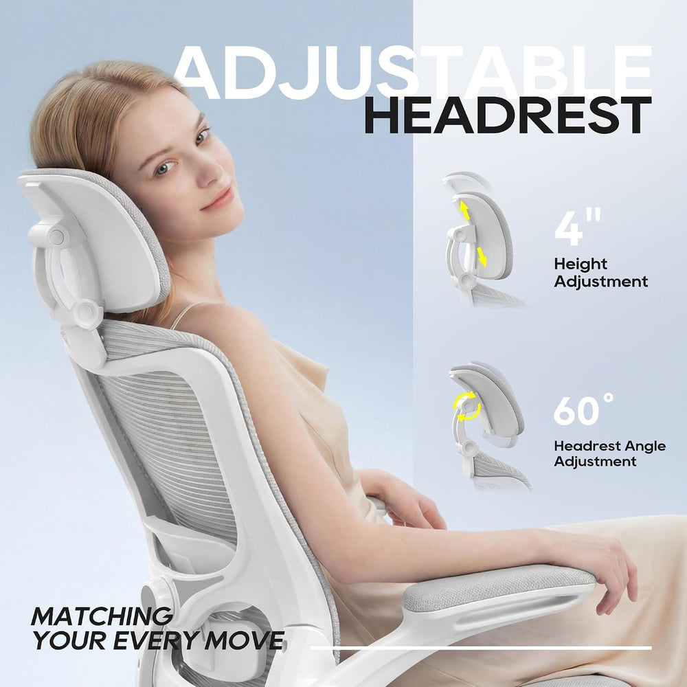 Ergonomic Office Chair for Long Hours, Adjustable Padded Lumbar Support for L...