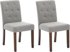 Upholstered Dining Chairs Set of 2, Modern Fabric Kitchen Side Chairs with Sturdy Wood Legs, Parsons Design, Comfortable Soft Linen for Dining Room, Restaurant, Cafe, Gray