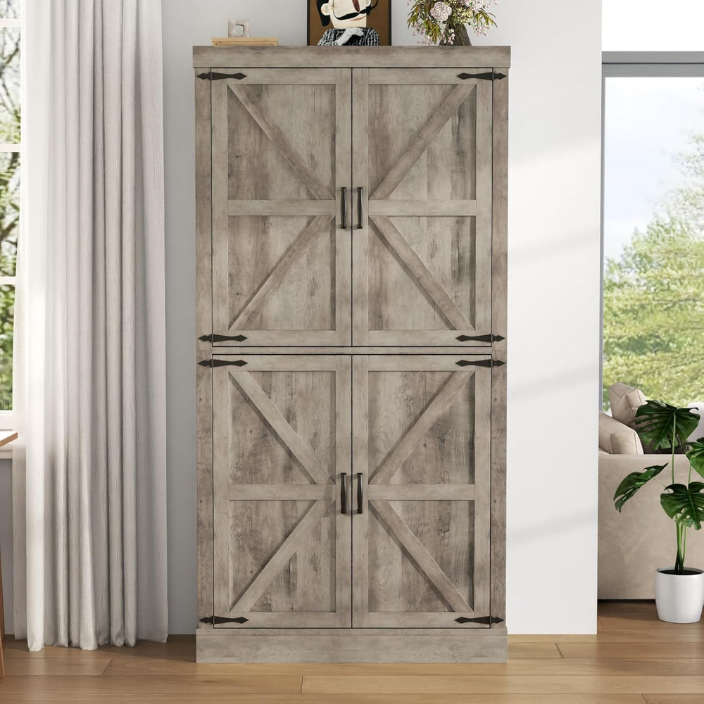 Farmhouse Kitchen Pantry Cabinet,69.1" Tall Kitchen Storage Cabinet with...