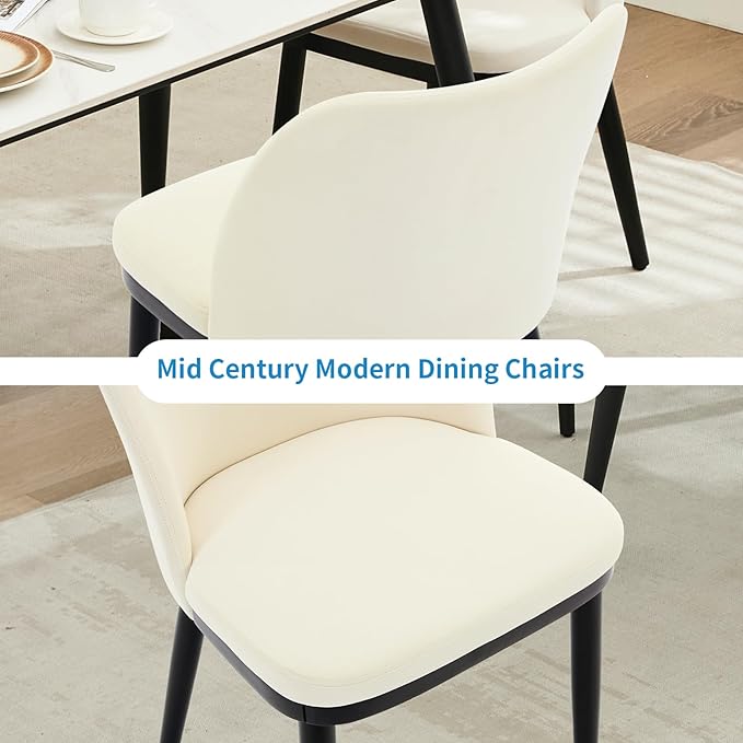 Wooden Dining Chairs Set of 2, Upholstered Kitchen Dining Room Chairs with Padded Seat and Wood Legs, Modern Fabric Side Dinner Chair for Kitchen, Dining Room, Restaurant, Cafe