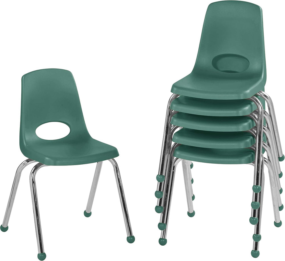 FDP 16" School Stack Chair with Ball Glides, Green, 6-Pack, 10367-GN