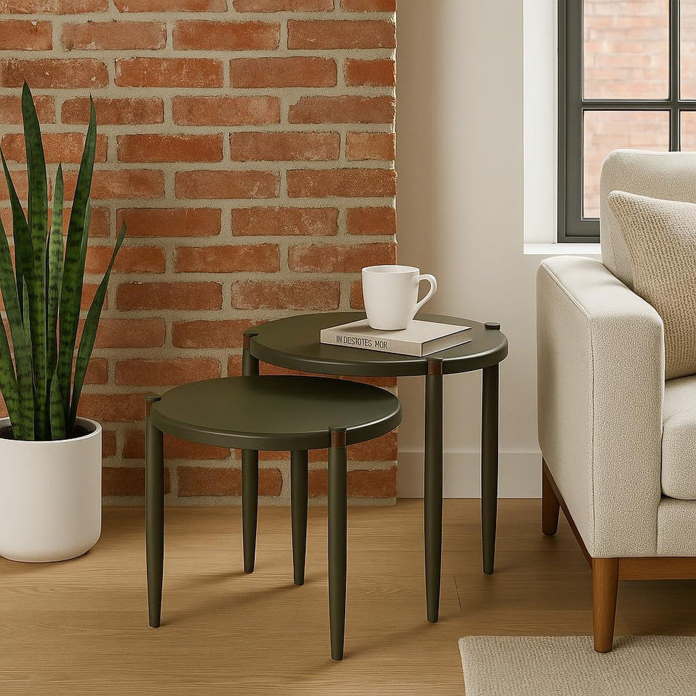 Leick Home Redonda Bay Side Tables 2 Pack, Urbane Bronze, Small Table 21.6 in...