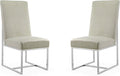 Manhattan Comfort Element Modern Velvet Dining Chairs, High Density Foam, Chrome Finish Stainless Steel Frame, High-Back, Fully Assembled Industrial Chic Accent Furniture, Set of 2, Champagne