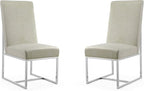Manhattan Comfort Element Modern Velvet Dining Chairs, High Density Foam, Chrome Finish Stainless Steel Frame, High-Back, Fully Assembled Industrial Chic Accent Furniture, Set of 2, Champagne