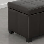 SIMPLIHOME Dover Storage Ottoman Bench - 36 inch Wide Upholstered Vegan Leather Rectangular Lift-Top Ottoman in Dark Clove Brown, Contemporary Bench for Living Room with Safety Hinges