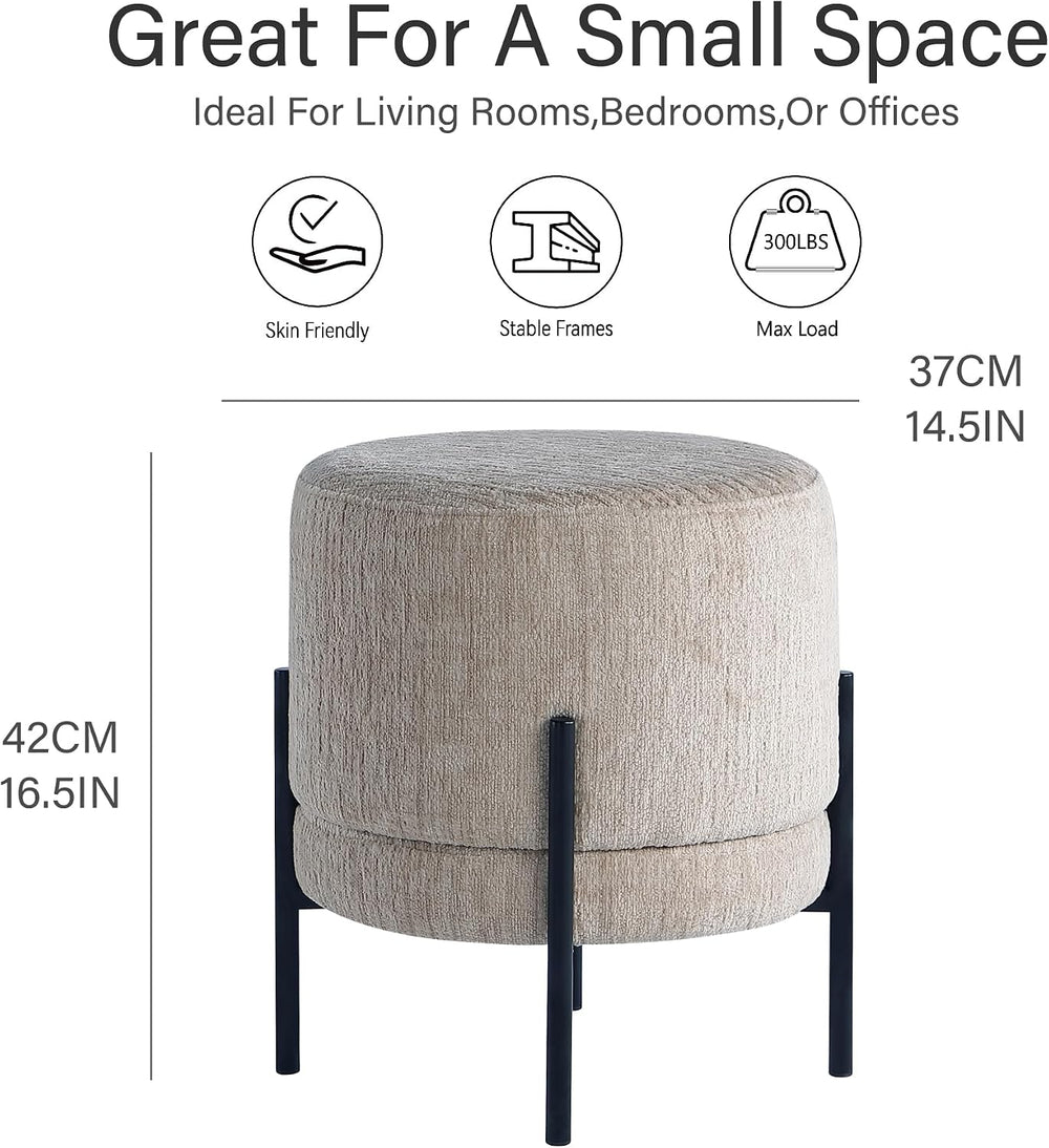 Get Set Style Multifunctional Ottoman with Side Table, Soft Round Footrest St...