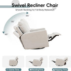 MINCETA Glider Recliner Chairs, Nursery Rocking Chairs, Gray | 360° Swivel Rocking Chairs with Metal Base, High Back Rocking Chair for Living Room, Chenille Fabric
