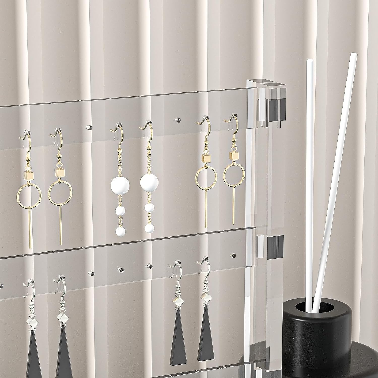 Coward Acrylic Earring Holder Stand, Tabletop Earring Jewelry Easel Display, Earring Jewelry Holder Organizer for Home Use or Store Selling Show (4layer)