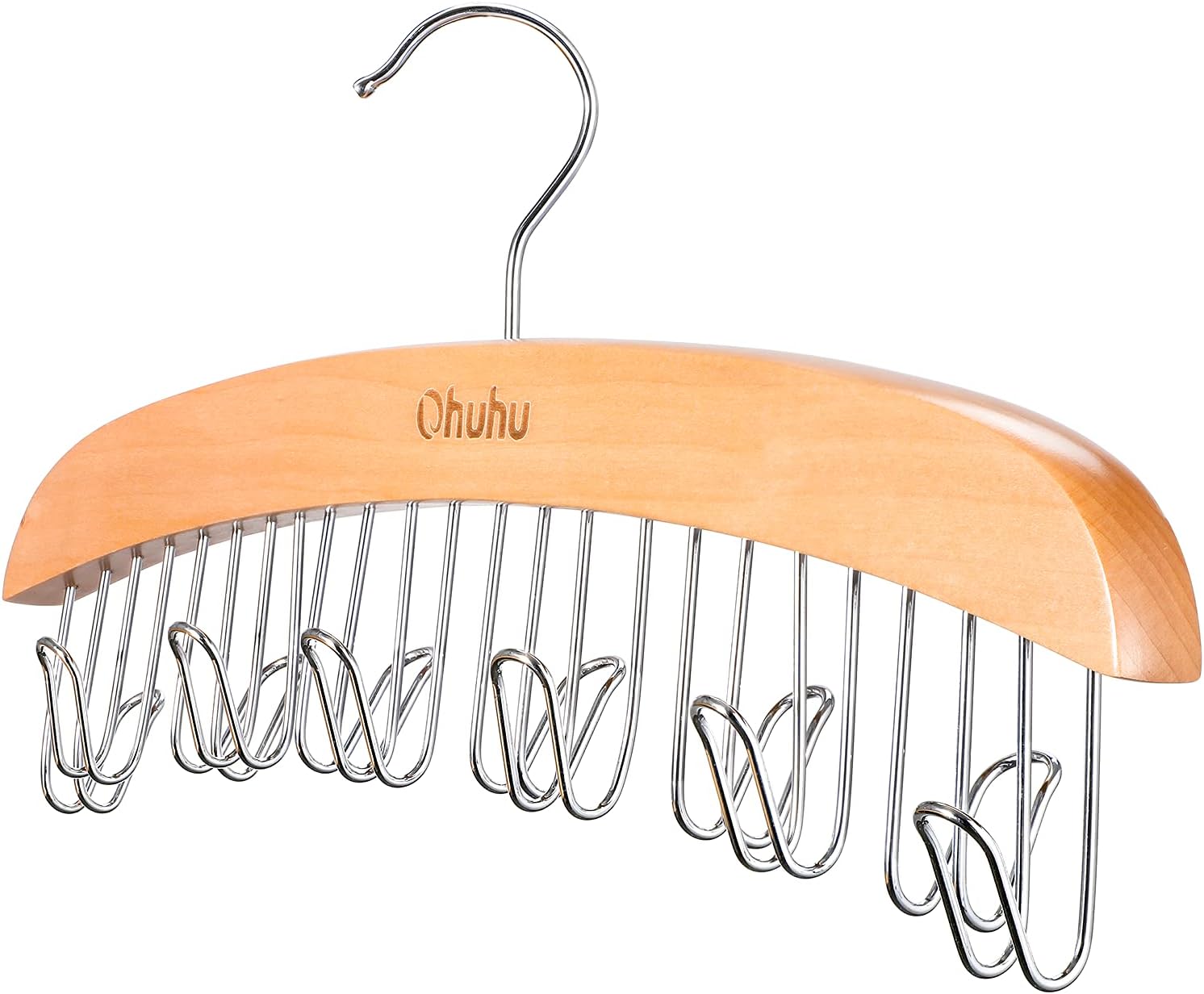 Belt Hanger Organizer for Closet: Ohuhu 12 Hooks Max 36 Belts Tie Rack Wooden Belt Holder for Storage 360 Degree Rotating Space Saver Organizer for Men Women Belt Tie Scarf Accessories-Burlywood