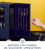 Homde Jewelry Organizer with Transparent Window Necklace Hooks Gift for Women Jewelry Box Display Case for Necklaces Rings Earrings Bracelets and Other Accessories (Dark Blue)