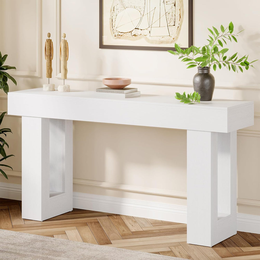 Tribesigns 63-Inch Long Console Table, Farmhouse Wooden Sofa Table Behind The...