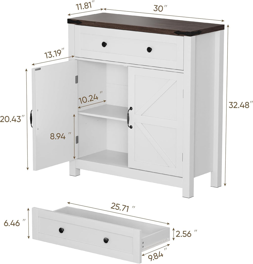 Farmhouse Sideboard Buffet Cabinet with Storage and Adjustable Shelf, Accent ...