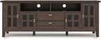 SIMPLIHOME Artisan TV Stand - 72 inch Wide Solid Wood Media Console in Farmhouse Brown, Contemporary Entertainment Center for Living Room for TVs up to 80 Inches with Drawers and Cable Management