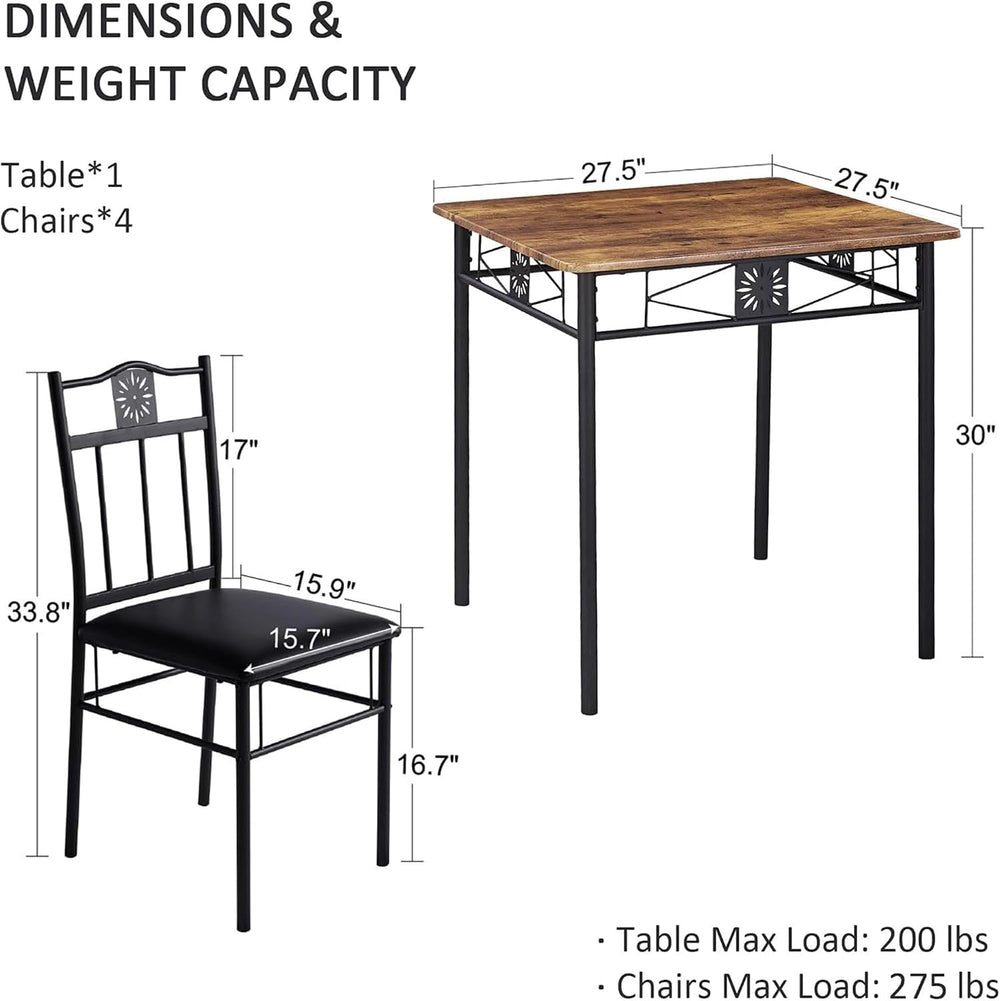 VECELO 3 Piece Small Dining Table Set for 2 with Upholstered Chairs, Brown