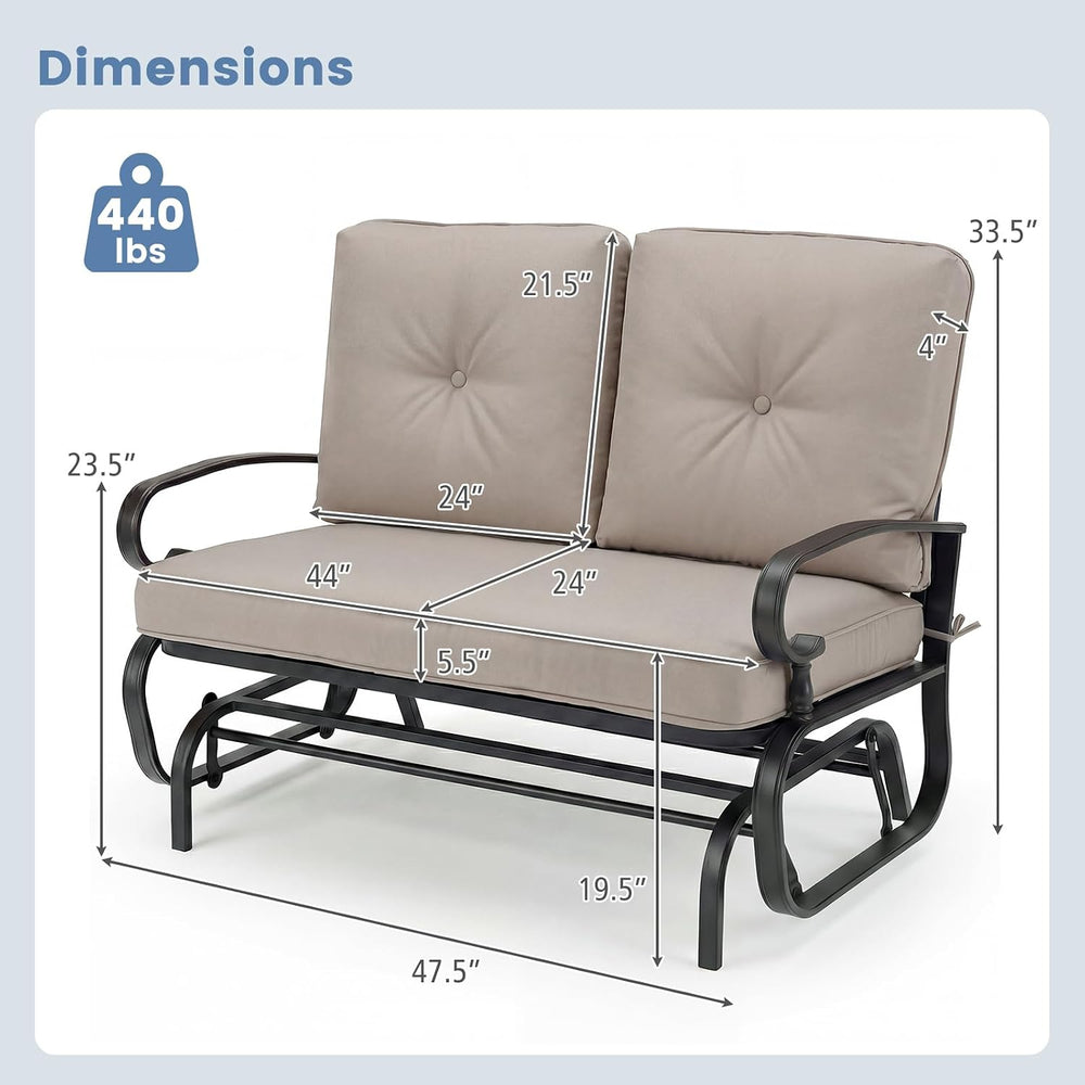 Tangkula Outdoor Swing Glider Chair, Patio Glider Bench for 2 Persons, Outdoo...