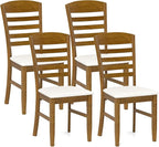 Giantex Wooden Dining Chairs Set of 4, Upholstered Kitchen Side Chairs w/Rubber Wood Frame & High Ladder Back, Padded Seat, Farmhouse Armless Dinette Chairs for Dining Room, Living Room