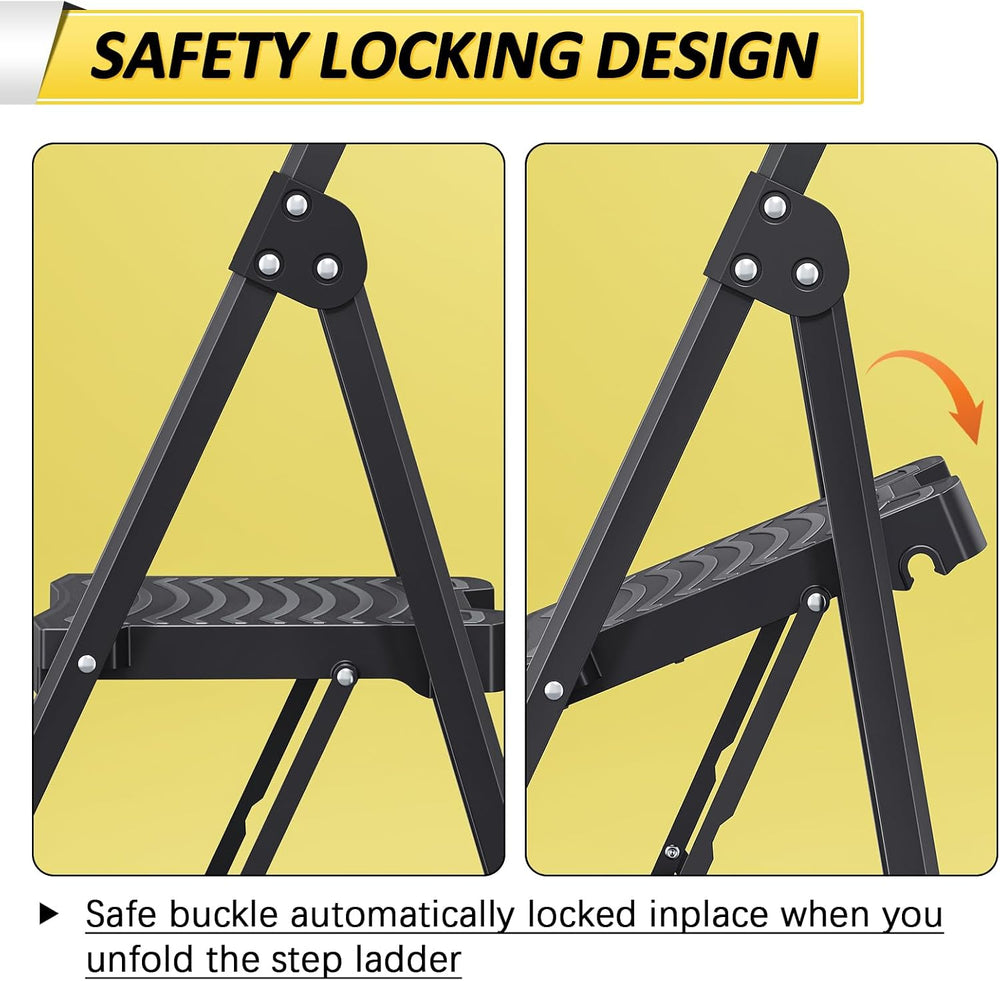 KINGRACK Step Ladder 4 Step Folding, 900lbs 4 Step Ladder with Anti-Slip Wide...