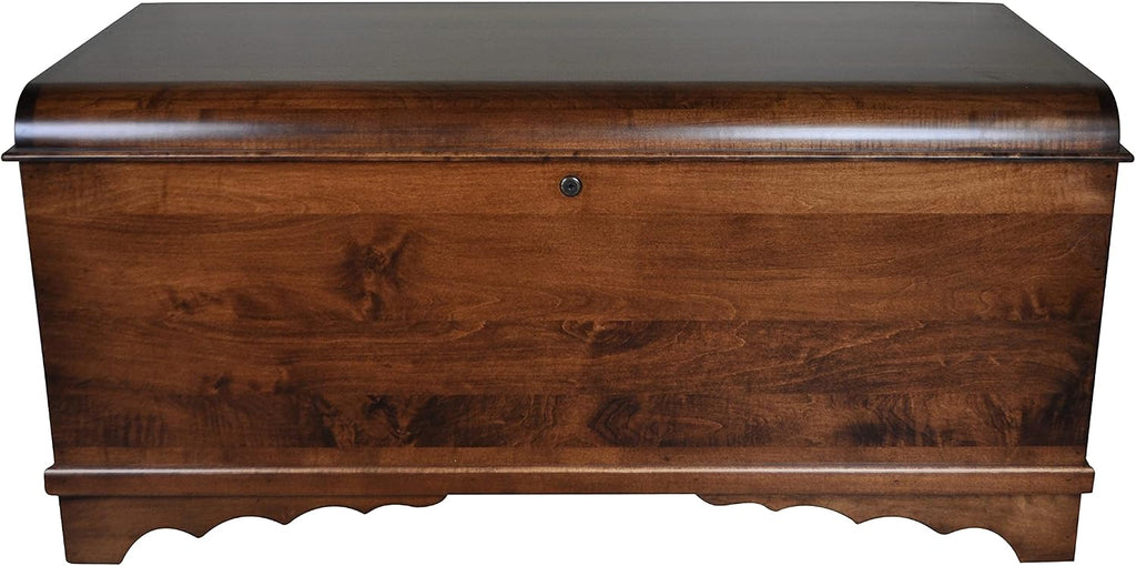 Rustic Red Door Co. Cedar Hope Chest with Waterfall Top, Amish Made Wooden Storage Trunk Box for Bedroom, Blanket, Clothes, Anti-Slam Hinges and Lock, 46", Brown Maple Wood, Asbury Stain