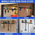 Garden Tool Organizer Wall Mount, 48inch Heavy Duty Garden Tool organizer Storage System, Easy Install With 7 Adjustable Hooks, For Garage, Basement, Shed, Workshop(Black)