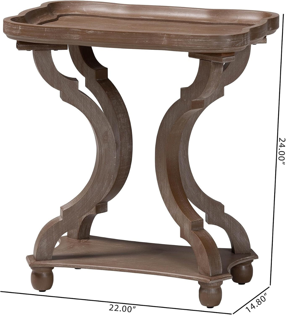 Baxton Studio Yannick French Country Antique Brown Wood End Table