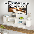 SHGJ&SOFT Floating TV Stand Wall Mounted Media Console with Door Entertainment Centerwith Storage Cabinets, Wall Mounted TV Shelf for Bedroom,Living Room (White, 47.2IN)