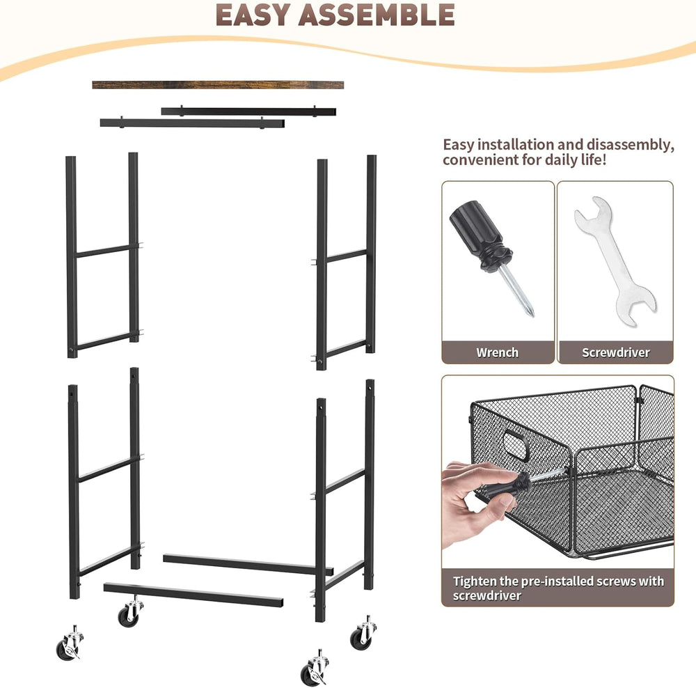 SUNALLY Rolling Kitchen Cart with Drawers, 4-Tier Utility Cart Fruit Vegetabl...