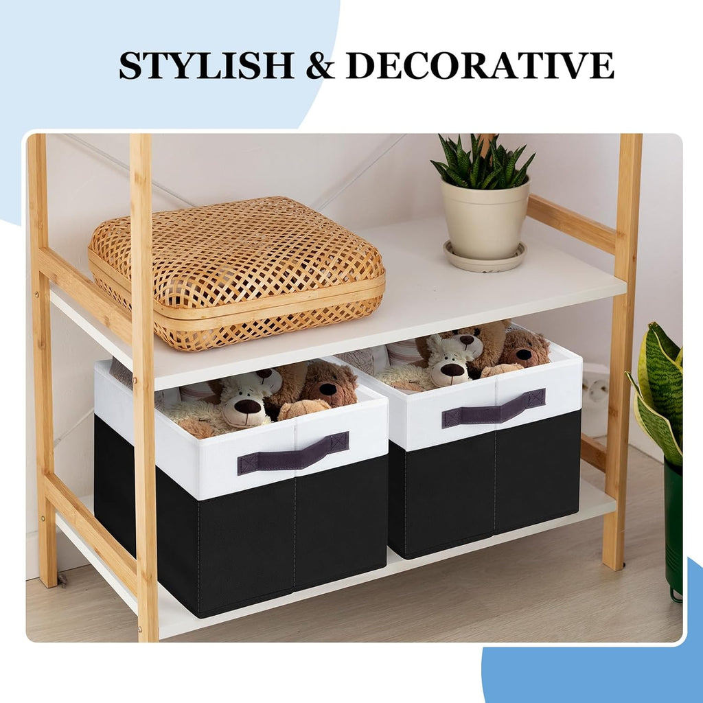 Criusia 8 Pack Large Storage Baskets for Room Organization, Multi-Purpose Bins for Closet, Shelves, Kitchen, Office, Decorative Fabric Foldable Storage Boxes with Handles (14L*10W*9.5H)